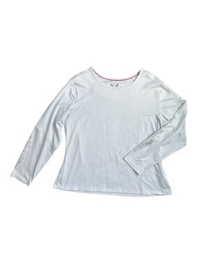 SMITTEN White Silver Metallic Graphic Sleeve Long Sleeve Underscrub Top XXL